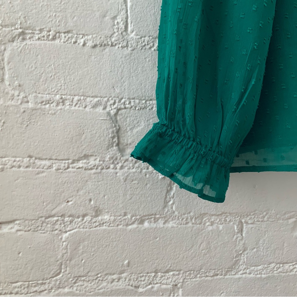 LOFT Green Ruffle Blouse - Picture 6 of 14